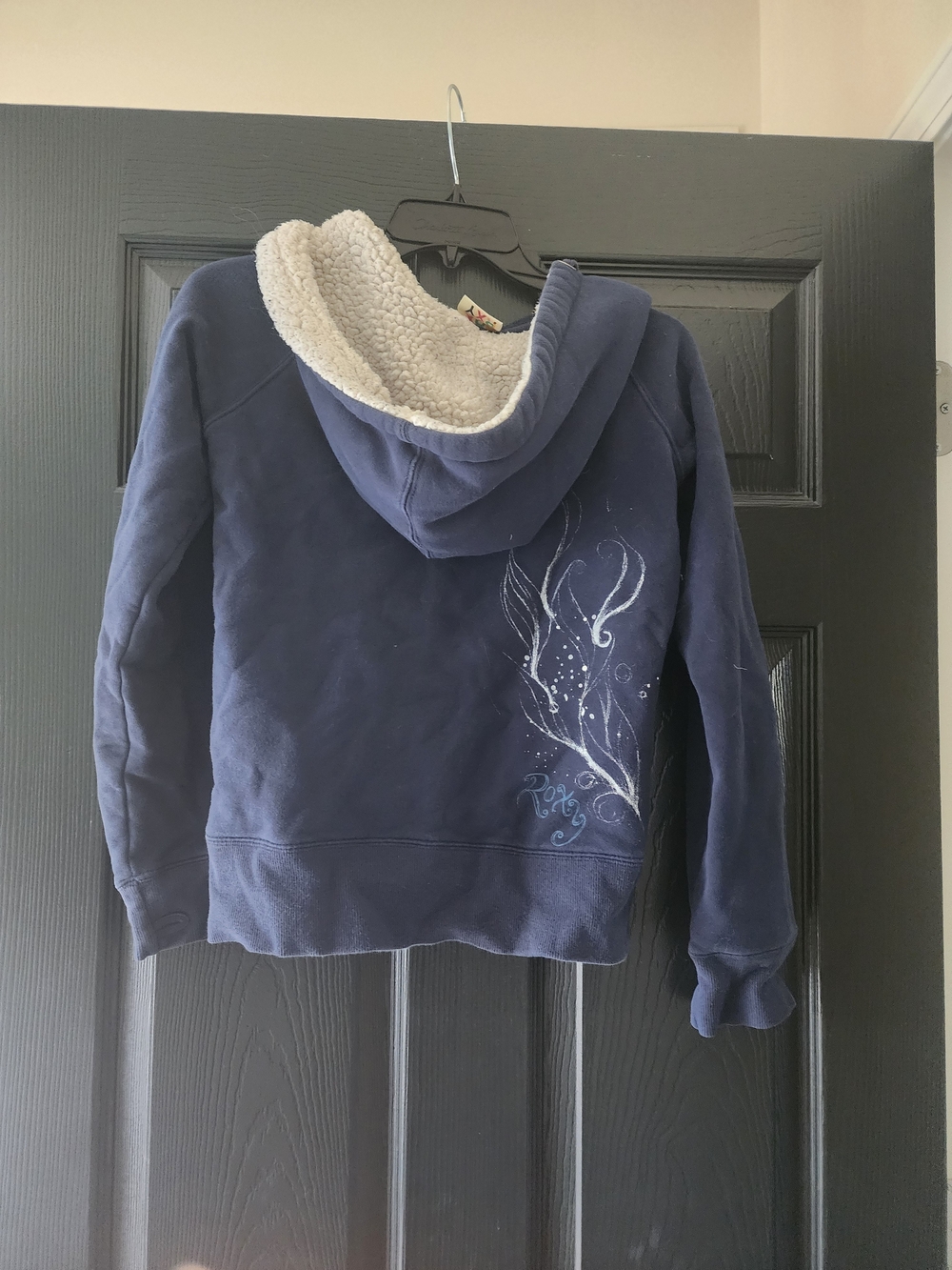 Roxy Navy Floral Sherpa-Lined Zip Hoodie - Picture 2 of 3